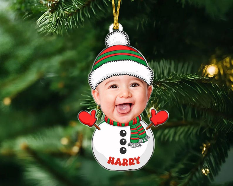 Custom Baby Photo Ornament, Babys First Christmas Ornament 2024, Custom Baby Face Ornament, New Baby Gift, Xmas Decor, Grandchild Ornament