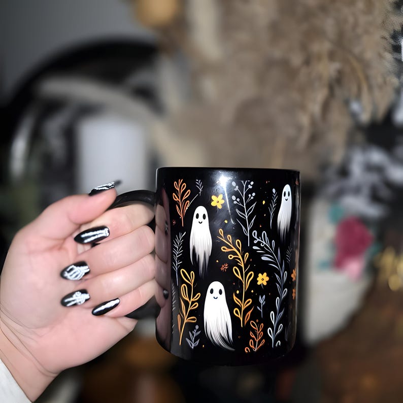 Cute Ghosts 11oz Coffee Mug, Festive Halloween Ceramic Mug, Fall aesthetic, Halloween theme, perfect gift for Teacher, Fall Decor Ghost Cup