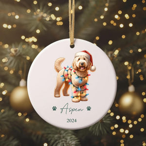 Custom Color GoldenDoodle Christmas Ornament, Goldendoodle Gift, Goldendoodle Ornament, Personalized Dog Ornament, Goldendoole, Dog Gift