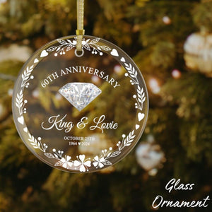 Custom 60th Anniversary Ornament 60th Wedding Anniversary Glass Ornament Christmas Decoration Diamond 60th Ornament Anniversary Keepsake