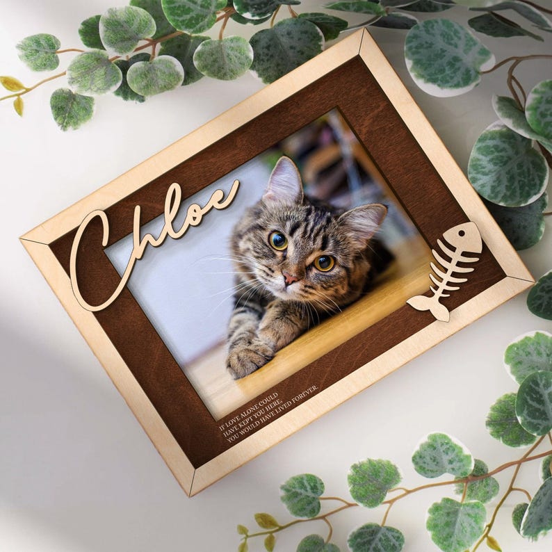 Custom Memorial Pet Picture Frame, Cat Memorial Wood Picture Frame, Dog Memorial Gifts, Makes a Great Pet Memorial Gift for Dog Lover