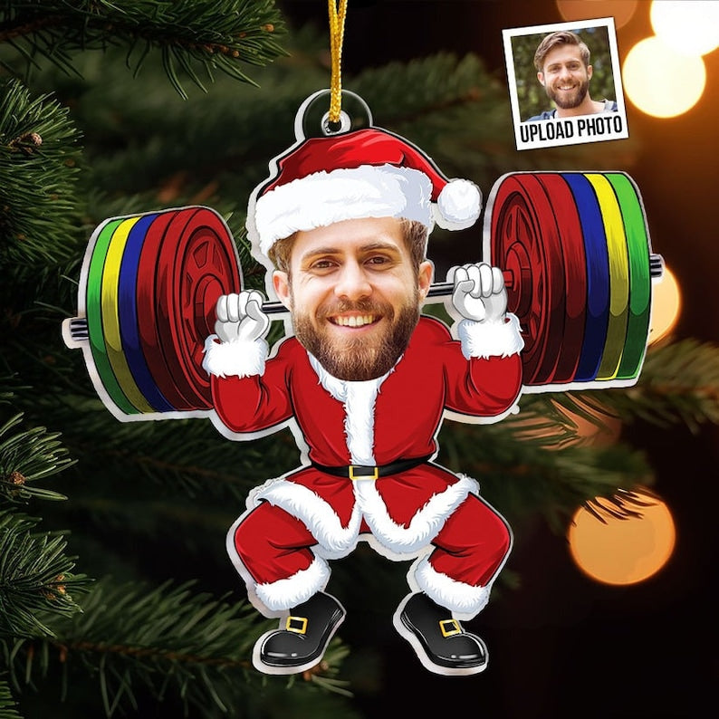 Merry Liftmas, Personalized Gym Photo Ornament, Personalized Merry Liftmas Ornament, Weight Lifting Christmas Ornament, Workout Christmas