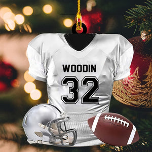 Custom American Football Jersey Ornament, Football Helmet And Ball, Custom Name Ornamen, Custom Football Uniform, Love Football Ornament
