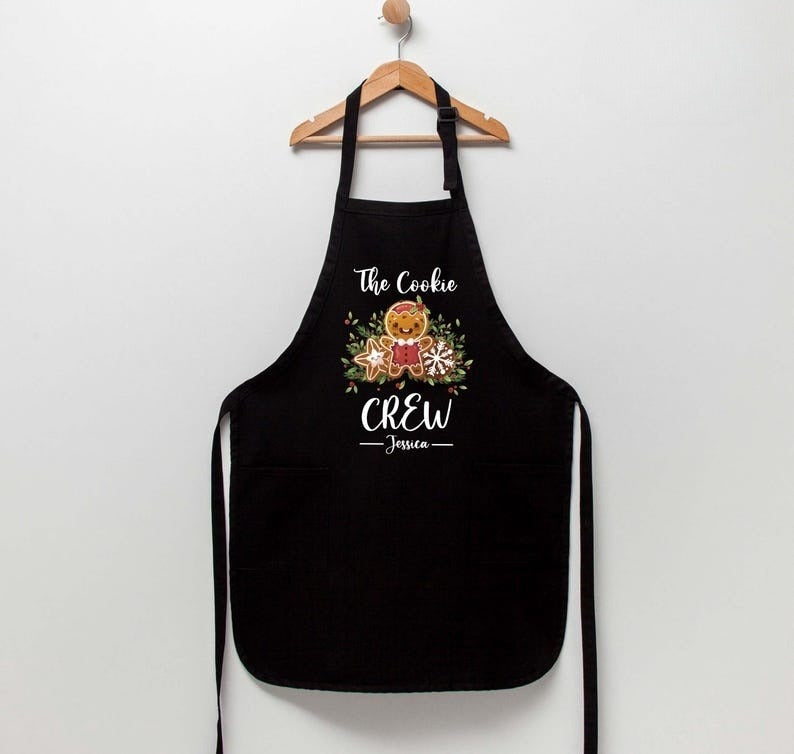 Personalized The Cookie Crew Apron, Funny Apron, Christmas Apron, Christmas Cookie Apron, Kitchen Gift Idea,Custom Name Apron, Cooking Gift