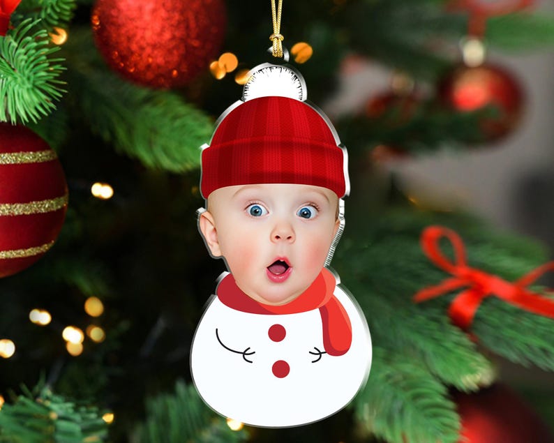 Personalized Face Baby Ornament, Custom Baby Photo Ornament, Baby Christmas Ornament, Baby's First Christmas, Christmas Gift for Grandkids