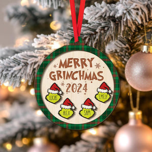 Personalized Family Christmas Ornament, Merry Grinchmas Ornament, Cartoon Christmas Ornament, Grinch Christmas Ornament