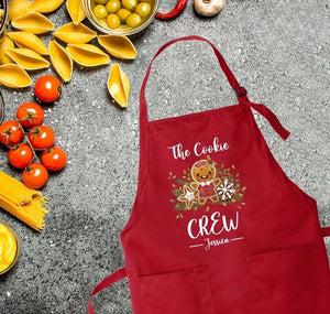 Personalized The Cookie Crew Apron, Funny Apron, Christmas Apron, Christmas Cookie Apron, Kitchen Gift Idea,Custom Name Apron, Cooking Gift
