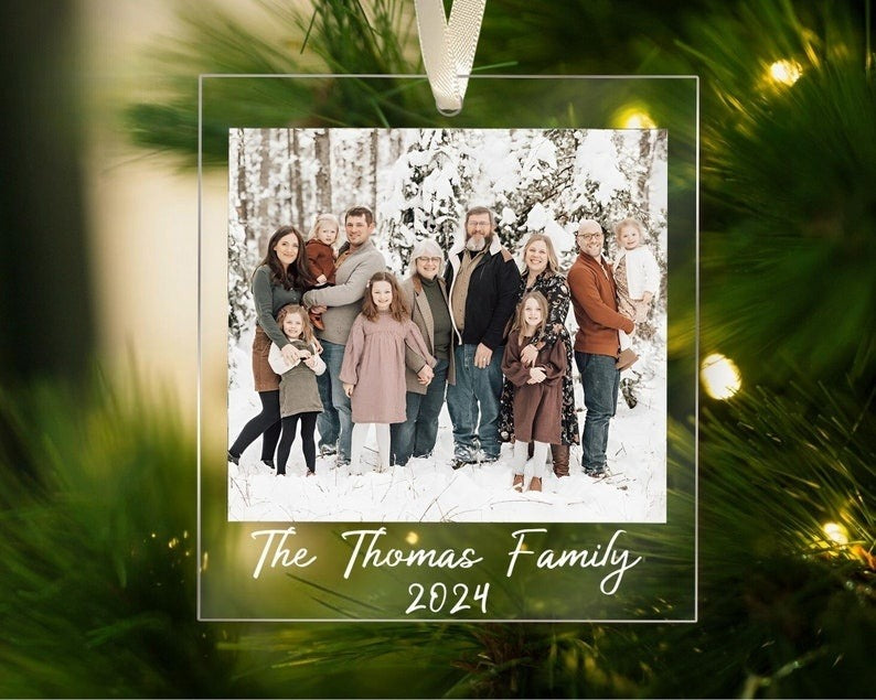 Family Photo Ornaments Christmas, Family Picture Ornaments, Custom Photo Ornament 2024, Family Christmas Gift, Family Xmas Ornament
