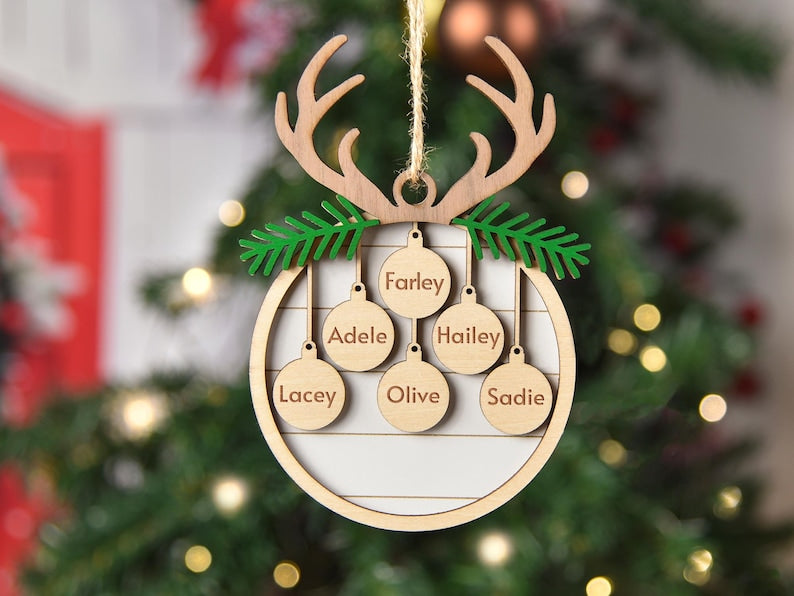 2025 Family Christmas Tree Ornament, Custom Wooden Family Christmas Ornament, Engraved Ornament,Christmas Gift,Personalized Holiday Ornament