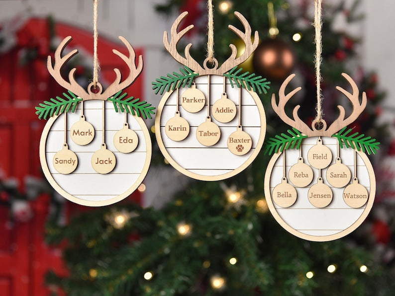 2025 Family Christmas Tree Ornament, Custom Wooden Family Christmas Ornament, Engraved Ornament,Christmas Gift,Personalized Holiday Ornament