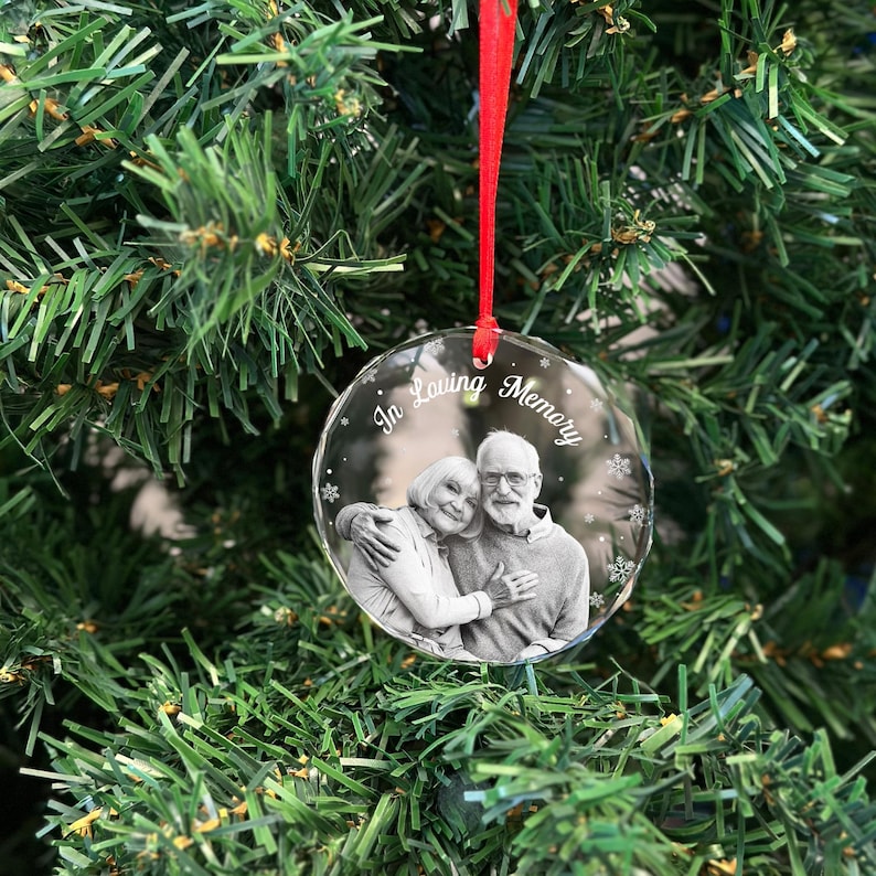 In Loving Memory Memorial Christmas Ornament from Photo, Personalized Heart Warming Xmas Gift For Late Family Member, Gift for Loved Ones