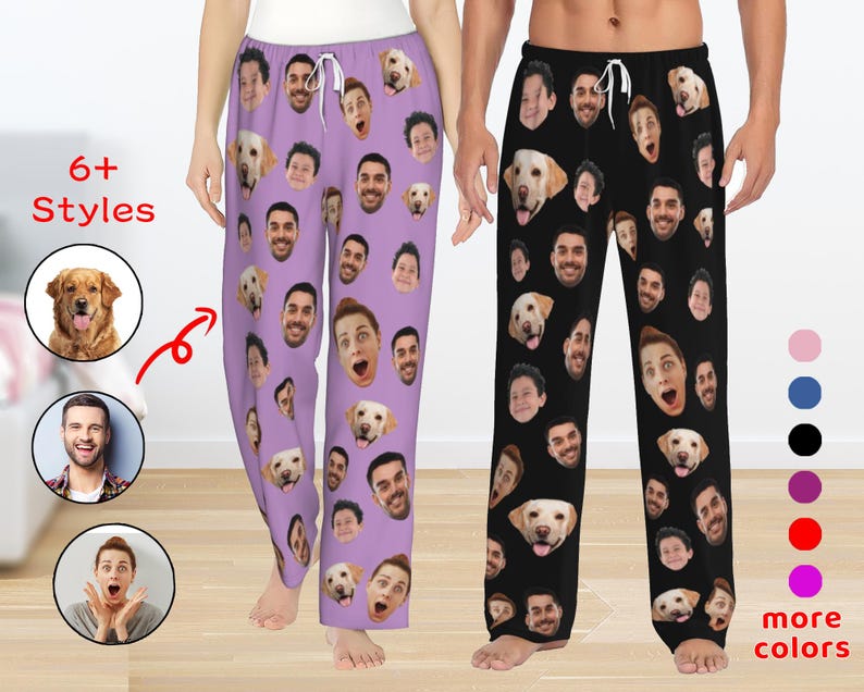 Custom Face Pajama Pants,Personalized Pants Pajamas,Custom Pj Pants,Photo Pajama,Dog Pajamas,Christmas/Anniversary Photo Gift For Her Him