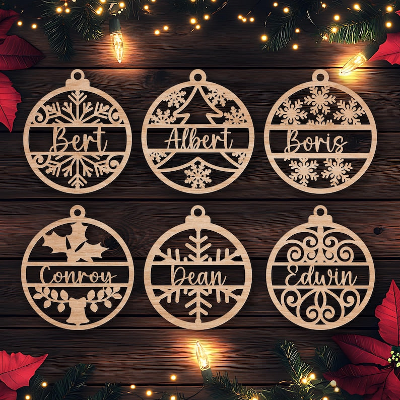 Personalized Name Wooden Christmas Ornament: Custom Family Gift