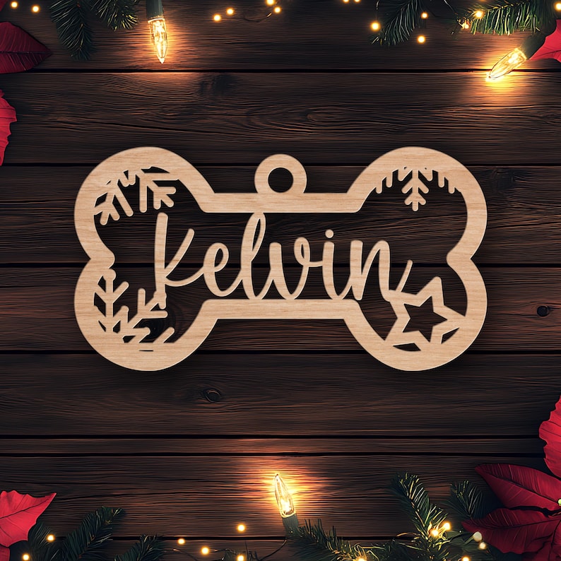 Custom Pet Christmas Wooden Ornament: Dog Paw, Cat Ornament