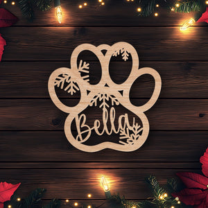 Custom Pet Christmas Wooden Ornament: Dog Paw, Cat Ornament