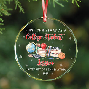 First Christmas As A College Student Ornament, Custom Freshman Christmas Ornament, New College Student Ornament, College Christmas Keepsake