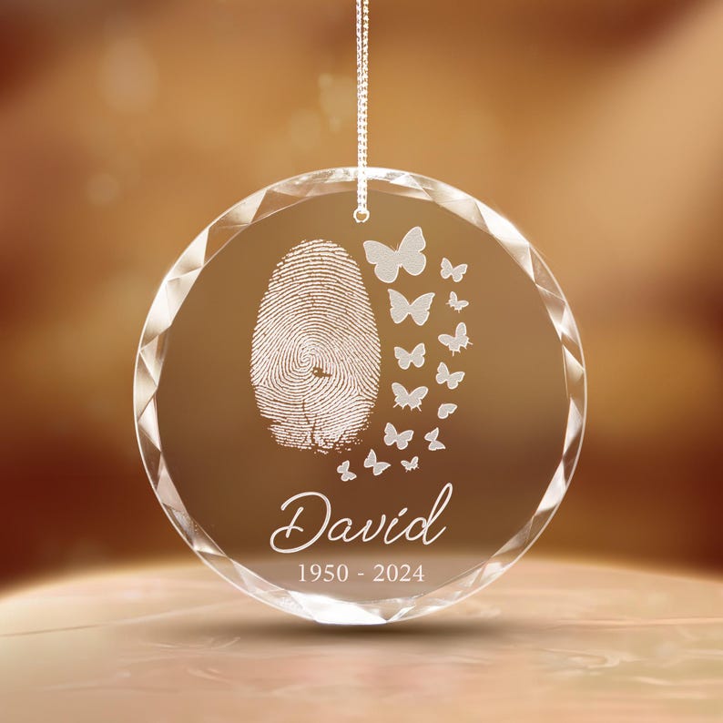 Custom Fingerprint Butterfly Memorial Ornament, In Loving Memory Gift, Remembrance Ornament, Sympathy Gift for Loss of Loved One