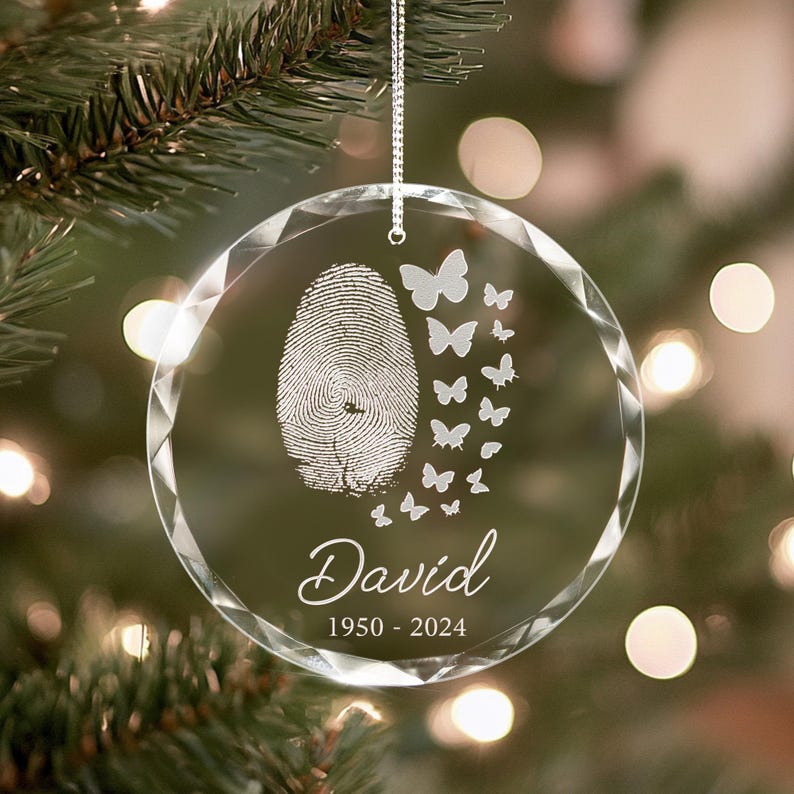 Custom Fingerprint Butterfly Memorial Ornament, In Loving Memory Gift, Remembrance Ornament, Sympathy Gift for Loss of Loved One