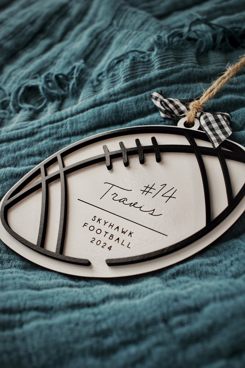 Custom Sports Ball Ornaments | Personalized Wooden Ornaments | Football, Baseball, Basketball, Soccer Ball Decor | Meaningful Holiday Gifts