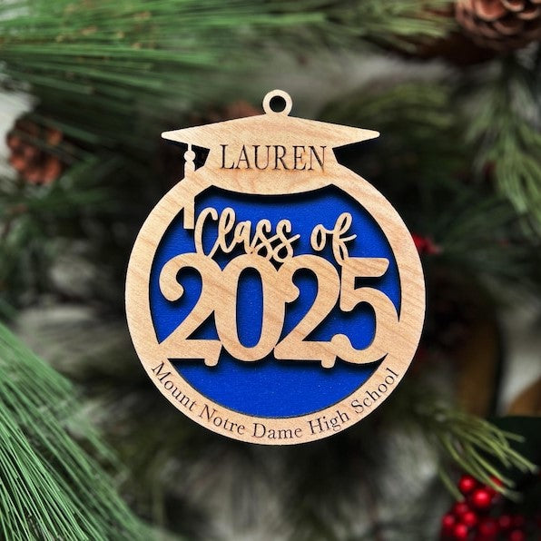 Class of 2024 2025 graduation Christmas ornament personalized name high school college | stocking stuffer gift | 3D laser cut | cap tassel