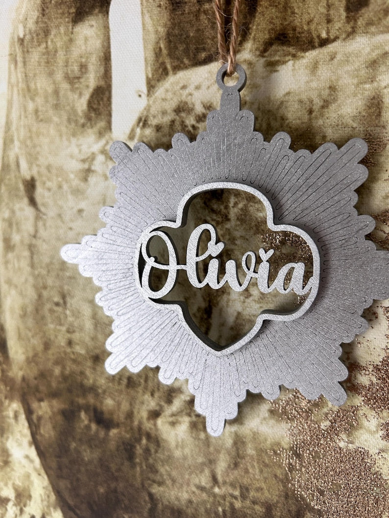 Girl Scout Ornament, Personalized Gold Silver Bronze Award Daisy Troop Sign, girl scout award wooden ornament