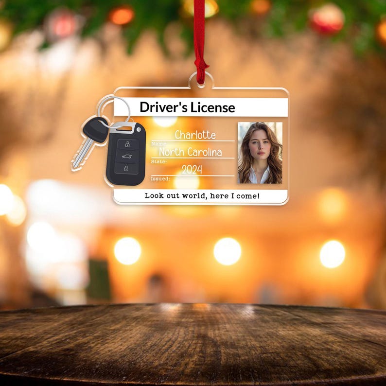 Personalized New Driver Ornament 2024, Drivers License Ornament, Gift for New Driver, Driving Ornament, Drivers Permit Christmas Ornament