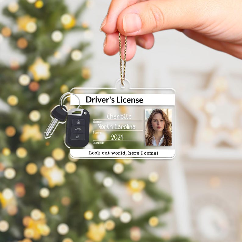Personalized New Driver Ornament 2024, Drivers License Ornament, Gift for New Driver, Driving Ornament, Drivers Permit Christmas Ornament