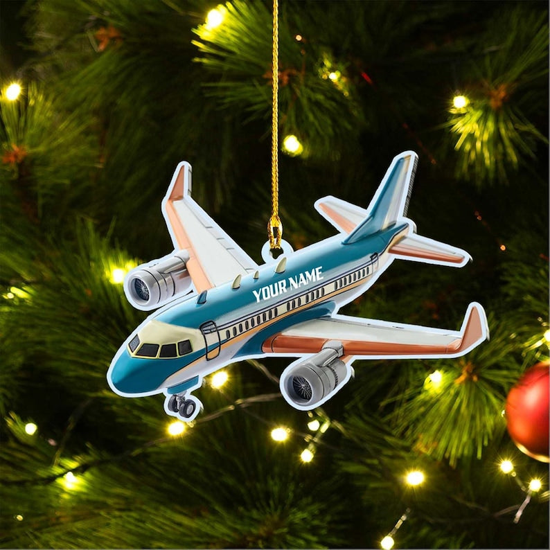 Custom Airplane Ornament, Personalized Plane Ornament, Gift For Pilot, Custom Ornament With Name, Plane Personalized Christmas Ornament