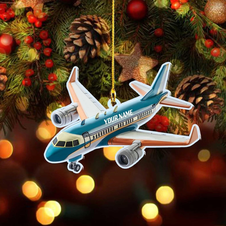 Custom Airplane Ornament, Personalized Plane Ornament, Gift For Pilot, Custom Ornament With Name, Plane Personalized Christmas Ornament