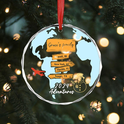 Personalized Travel Adventure Ornament, Traveling Christmas Ornament, Ornament Gift, Travel Gift, Christmas Gift, Travel Ornament, Travel