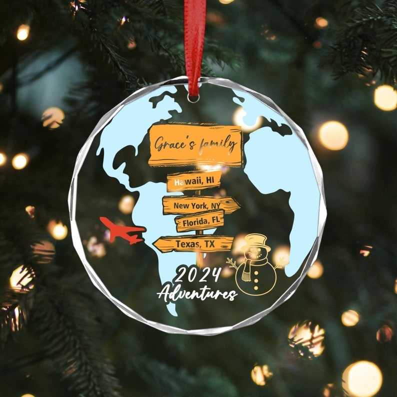 Personalized Travel Adventure Ornament, Traveling Christmas Ornament, Ornament Gift, Travel Gift, Christmas Gift, Travel Ornament, Travel