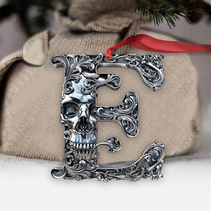 Skull Alphabet Personalized Skull Ornament, Christmas Initial Letter Ornament, Gold Silver Skeleton Ornament, Skeleton Gift