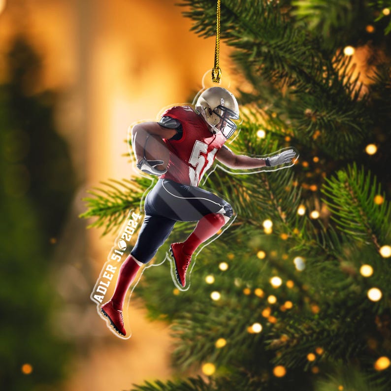 Personalized Football Christmas Ornament, Custom Sport Player Ornament, Kids Christmas Gift, Football Player Gift, Football Team Gift
