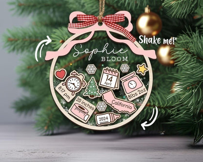 Baby's First Christmas Ornament, Baby 1st Christmas Ornament, New Baby Shaker, Custom Newborn Gift, 4D Babies Shaker Ornament, Baby Keepsake