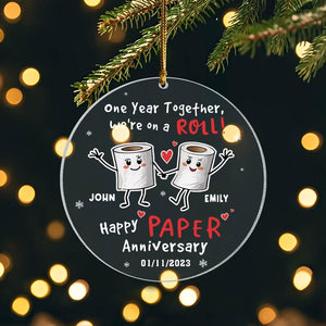 Personalized First Anniversary Ornament, 1st Anniversary Gift, Paper Wedding Anniversary Ornament, Anniversary Gift for Husband Wife