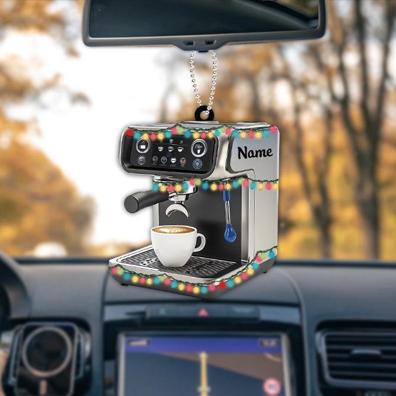 Personalized Coffee Machine Ornament, Espresso Machine Christmas Ornament, Bartender Ornament, Barista Coffee Holiday Ornament