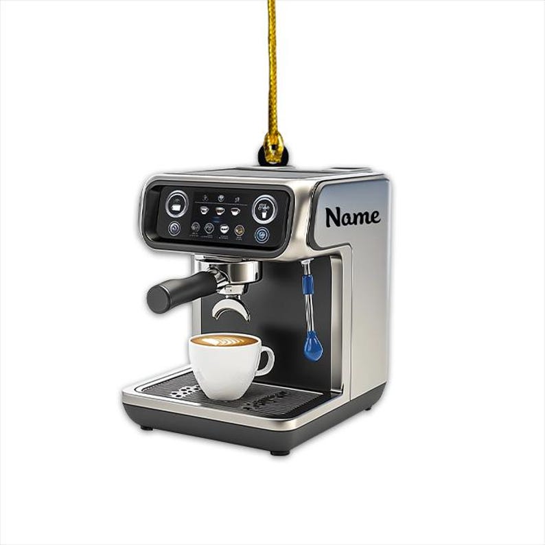 Personalized Coffee Machine Ornament, Espresso Machine Christmas Ornament, Bartender Ornament, Barista Coffee Holiday Ornament