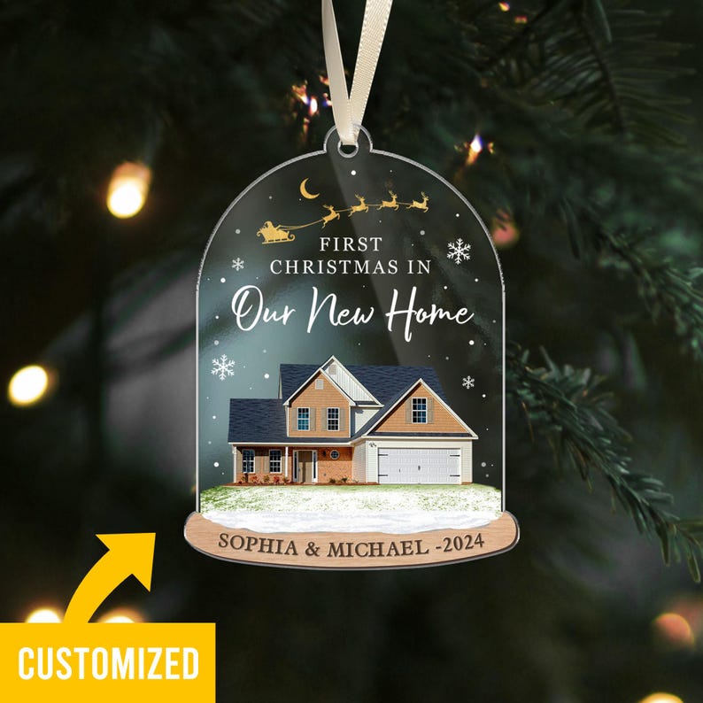 New Home Ornament, Custom New Home Gift, Custom New Home Photo Ornament, Custom Our First Home Ornament, Housewarming Ornament Gift