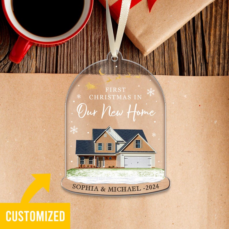 New Home Ornament, Custom New Home Gift, Custom New Home Photo Ornament, Custom Our First Home Ornament, Housewarming Ornament Gift