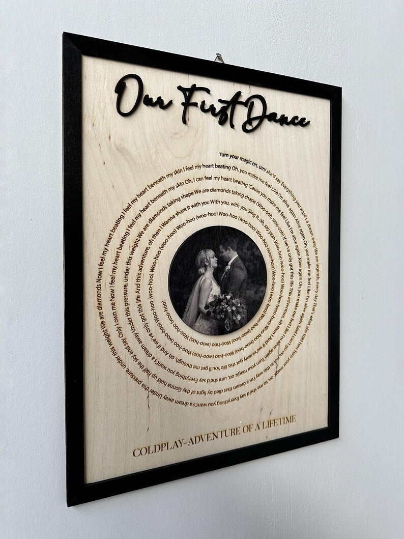 Custom Wooden Vinyl Decor, Personalized Wedding Song Lyrics Engraved, Wooden Anniversary Gift, First Dance Lyrics, Custom Song Lyric Art