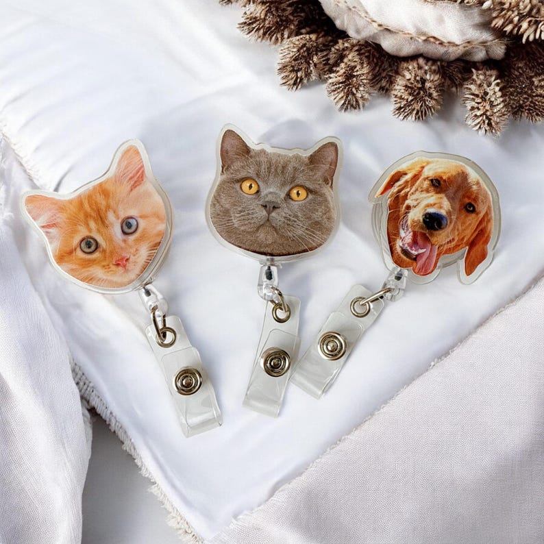 Custom Badge Reel Funny, Custom Dog Photo Badge Reel, Cat Badge Reel, Nurse Badge Reel, Christmas Badge Reel, Retractable Badge Holder, ID Badge Buddy