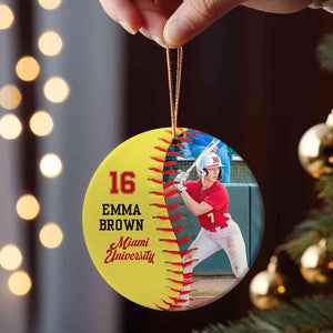 Softball Player Ceramic Ornament, Personalized Softball Ornament, Softball Lover Gift, Custom Sports Ornament, Christmas Gift for Him