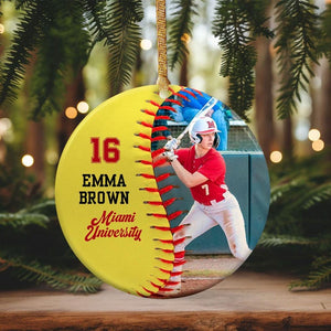 Softball Player Ceramic Ornament, Personalized Softball Ornament, Softball Lover Gift, Custom Sports Ornament, Christmas Gift for Him