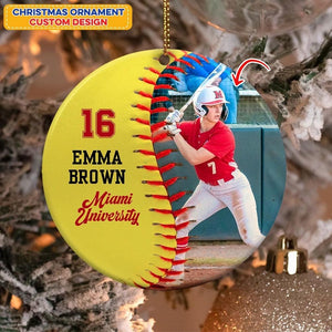 Softball Player Ceramic Ornament, Personalized Softball Ornament, Softball Lover Gift, Custom Sports Ornament, Christmas Gift for Him