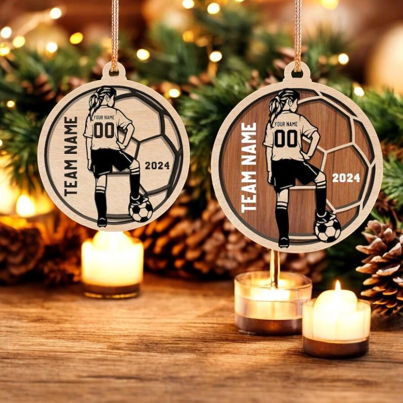 Personalized Soccer Ornament 2024, Custom Soccer Girl Christmas Tree Ornament, Soccer Christmas Gift, Gift for Soccer Lover,Soccer Team Gift