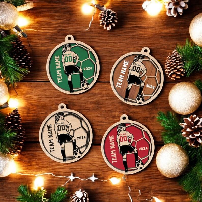 Personalized Soccer Ornament 2024, Custom Soccer Girl Christmas Tree Ornament, Soccer Christmas Gift, Gift for Soccer Lover,Soccer Team Gift