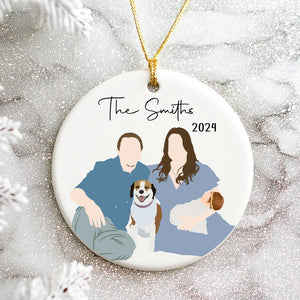 Personalized Family Christmas Ornament, Custom Family Faceless Portrait From Photo Ornament, Family Picture Ornament, Family Christmas Decor