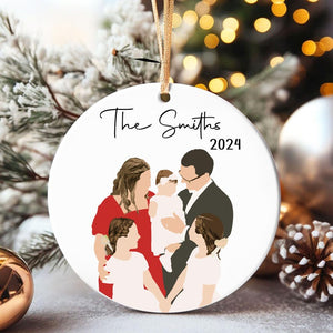 Personalized Family Christmas Ornament, Custom Family Faceless Portrait From Photo Ornament, Family Picture Ornament, Family Christmas Decor