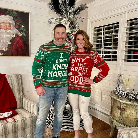 Why is The Carpet All Wet Todd Ugly Christmas Sweater Red