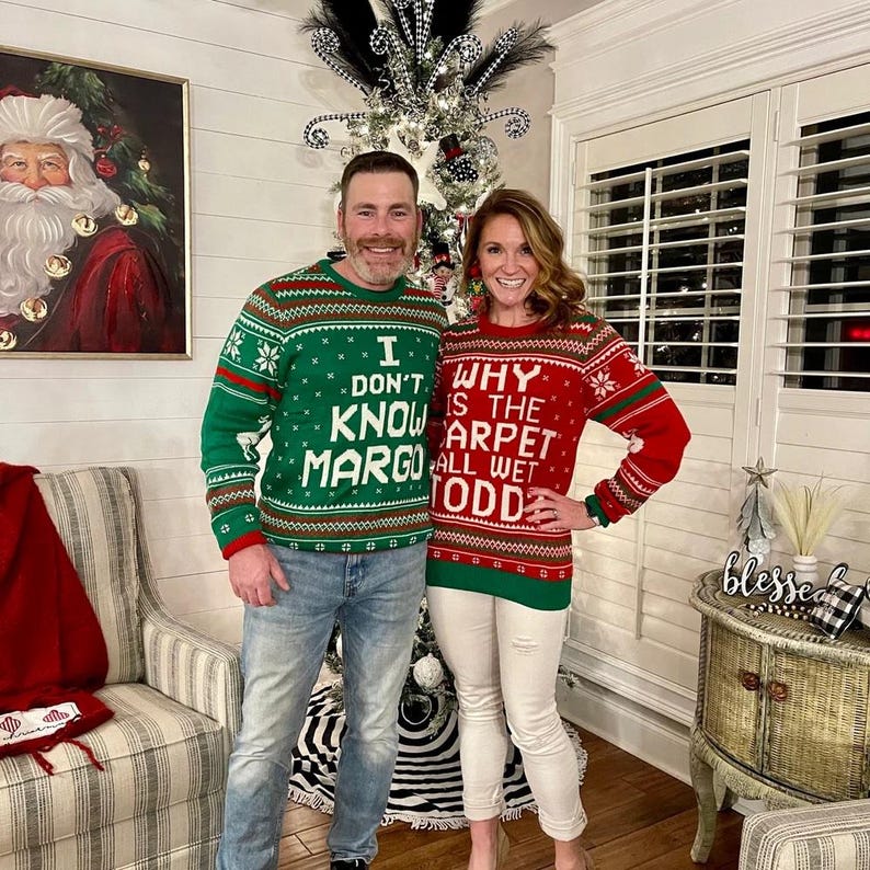 Why is The Carpet All Wet Todd Ugly Christmas Sweater Red